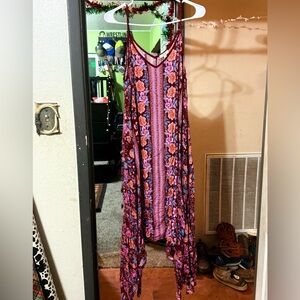 Kori Burgundy and Pink Floral Dress